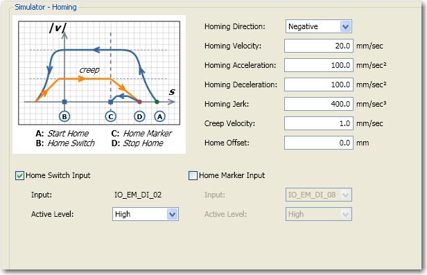 Chapter 2 Configure Motion Axis Properties Configure Homing Properties 1. Under Motion, click Homing to bring up the Homing properties tab. 2. Configure homing parameters as shown in the table.
