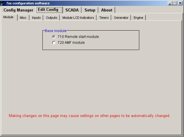 4.1 MODULE This menu allows the user to choose what type of module the configuration file is to be for.