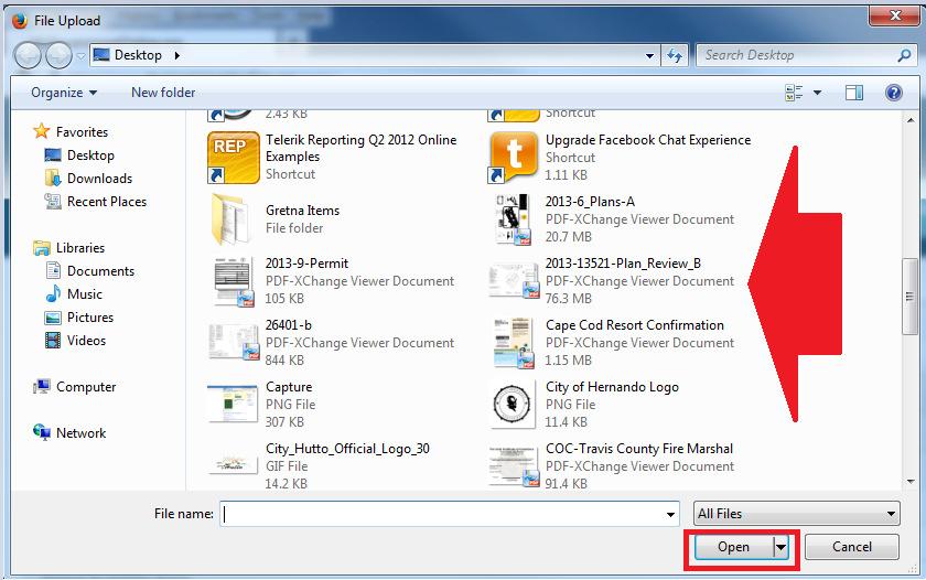 To upload documents, click on the Upload Files button. Search for the files on your computer.