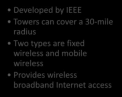 Network Communications Standards WiMAX (802.