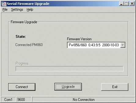 Section 6 AC 800M Download of Controller Firmware via Serial Line If the connection is correct, then the following Serial Firmware Upgrade dialog appears as shown in Figure 45.