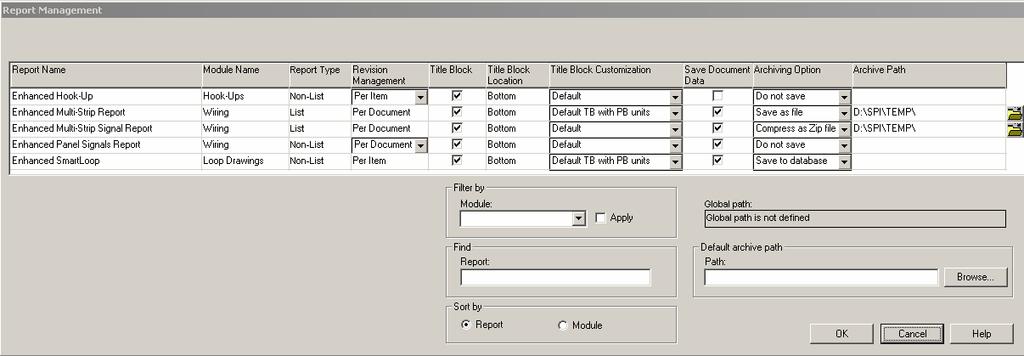 Report Archiving Management Filter by Allows you to filter the reports list by a specific module.