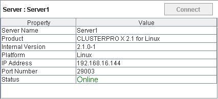 On Server List screen, server list that belongs to the selected cluster is displayed.