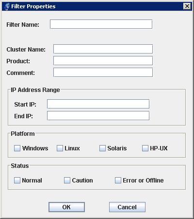 Chapter 2 Functions of Integrated WebManager Applying filter Filter is a function to display target clusters only by specifying conditions in the cluster list.