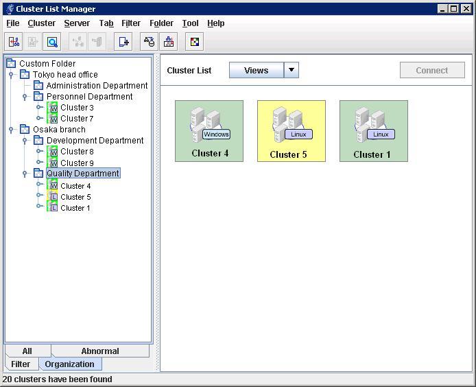 Chapter 2 Functions of Integrated WebManager Grouping Cluster You can execute grouping of clusters in the created folder.