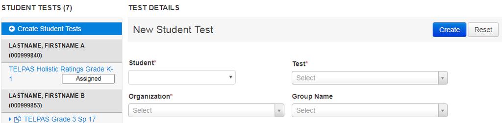 Complete the steps above to select students and access Manage Student Tests. 2.