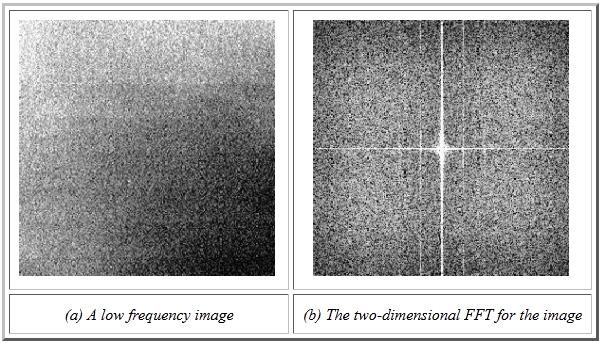 the same image shown in Figure 1(b). Figure 3(b) shows the magnitude of the two- dimensional FFT for the same image.