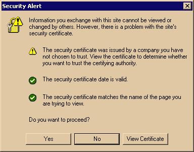 C H A P T E R 2 Installing and Configuring ESX Server Accepting the Security Certificate from ESX Server The first time you use a Web browser to make a secure connection to an ESX Server machine