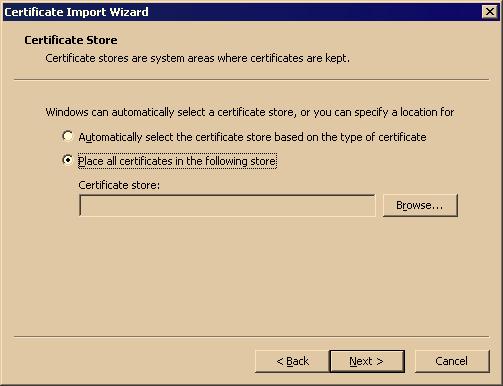 VMware ESX Server Installation Guide 2. Click Install Certificate to launch a wizard that guides you through the process of installing the security certificate. 3.