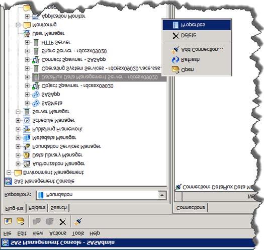 SAS Management Console When moving from SAS 9.2 to SAS 9.3, a DataFlux Data Management Server entry is created in metadata.