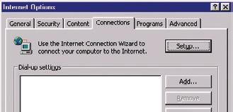 0 or Higher 1 2 3 4 5 6 section 7 1. Start your web browser. Select Tools then Internet Options. 2. In the Internet Options screen, there are three selections: Never dial a connection, Dial whenever a network connection is not present, and Always dial my default connection.