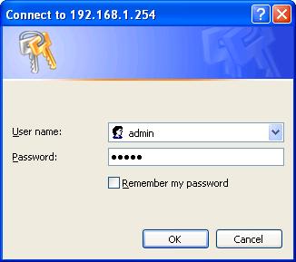 Configuring with your Web Browser Open your web browser, enter the IP address of your router, which by default is 192.168.1.254, and click Go, a user name and password window prompt will appear.