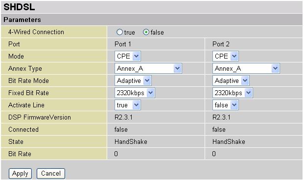 SHDSL Mode: The default is CPE (Customer Premises Equipment) mode. If you want to do back to back connection with another BIPAC-8500, you must set to CO (Central Office) mode on another unit.
