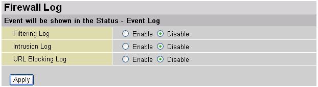 Firewall Log Firewall Log display log information of any unexpected action with your firewall settings.