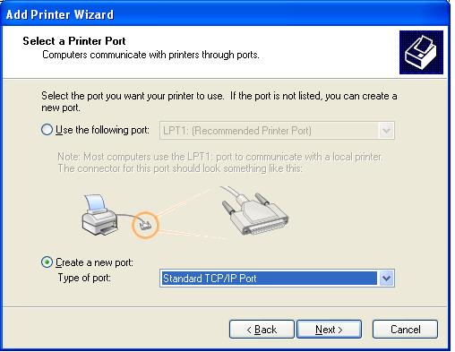 Standard TCP/IP - Raw TCP Method in Windows 2000/XP/2003 To add a network printer to your printer list in Windows 2000/XP/2003 using Standard TCP/IP - Raw TCP: 1.