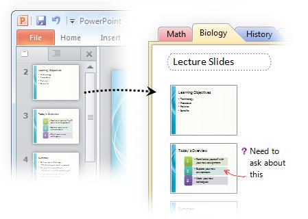 Keep project documents together with your notes Insert > Annotate lecture