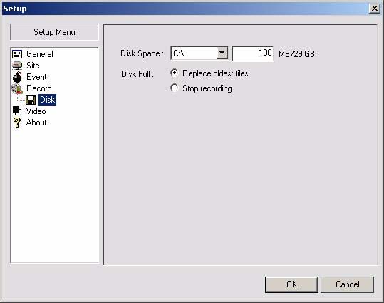 Disk Menu Click Disk on the left-hand panel of the Setup menu.