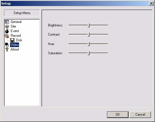 Figure 7-8 Video Menu About Menu Click About on the left-hand panel of the Setup menu.