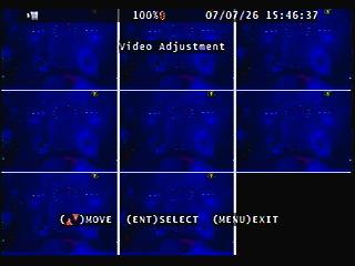 Main Menu Screen Border: Quad border On / Off display Main Menu Screen Video Adjustment: Video screen