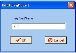 The Add Freq Point dialog box popes up when the user clicks the Add Freq Point item in the Edit pull down menu on
