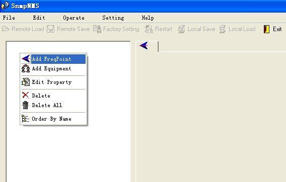 User can also click right mouse key to pop up the short-cut menu in device tree or in the left blank column, then