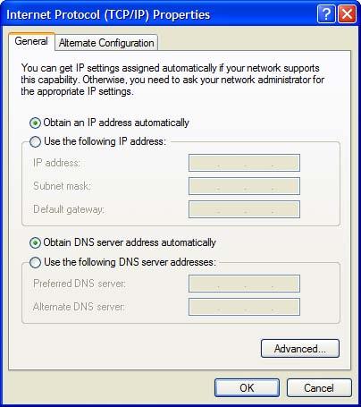 Windows XP Access Network Connections from the Control Panel. Right click the Ethernet connection icon, and select Properties.