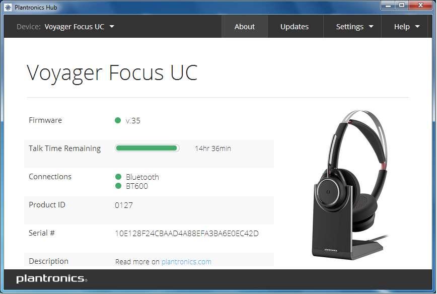 7. Install Plantronics Hub Software and Plantronics Voyager Focus UC Bluetooth Headset The Plantronics Hub software enables the Plantronics Voyager Focus UC Headset to answer, end, and mute calls
