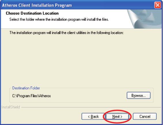 7. Click Next to install the driver in