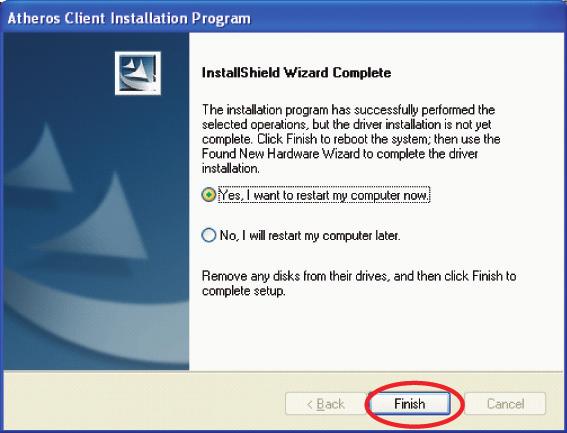 12. You will need to restart your computer once the installation has been completed. Click Finish to complete installation and restart your computer.