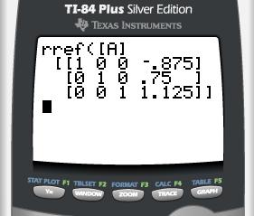 Press ENTER to solve the matrix. The result should look like: The calculator will always express the answer as a decimal.