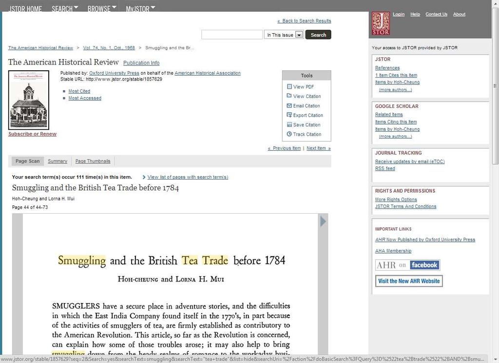 Article View Page Download a PDF version of the article and use the tools to manage citations. Check the summary page for abstracts and references.
