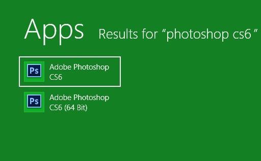 Start Screen/Type Photoshop Windows 7 or Prev Version