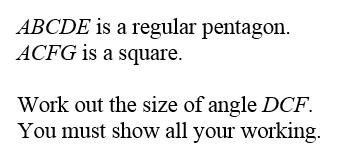 Angles of regular polygons Angle DCF Interior angle of a regular pentagon Exterior angle of regular