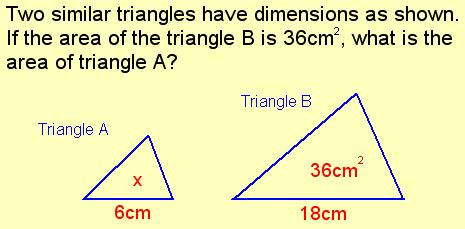 Similar shapes - area Scale factor of lengths = 18 6 = 3 Scale