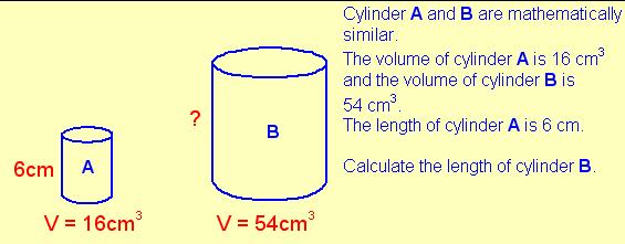 Similar shapes - volumes Scale factor of volumes = 54 16 = 3.
