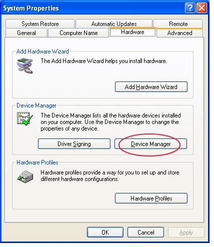 Select the Hardware Tab Click Device Manager Double-click on