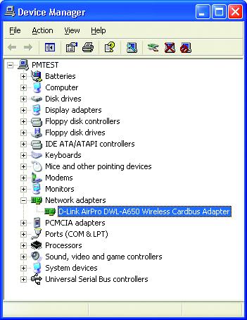 Cardbus Adapter Select Properties to check that the drivers are