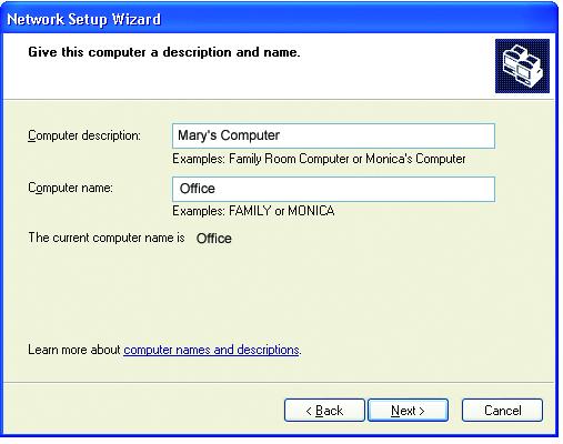 Enter a Computer description and a Computer name (optional.