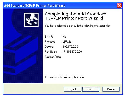 Sharing an LPR printer This screen will show you