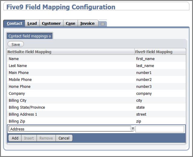 Configuring the Five9 Bundle in the NetSuite Application Mapping Fields to Synchronize Lists with Five9 7 Modify the default field mapping configuration