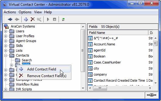 4 In the properties window, configure the field as follows: Elements Values Name