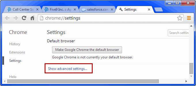 Managing the Software for Your Agents Configuring the Browser 4 In the Privacy section, click Content Settings.