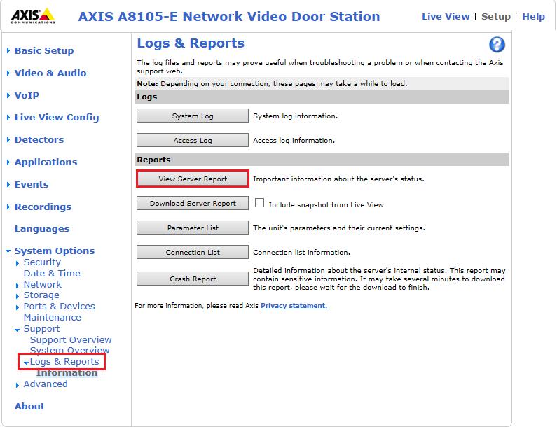 6.2. Verify Registration from AXIS A8105-E Network Video Door Station Log in to the door phone as per Section 5 Navigate to VoIP Account Settings in the left window and the registration information
