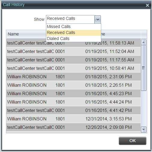 7 Manage Call History Call Center collects call logs for your placed, received, and missed calls. You can call any number available in Call History.