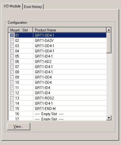 Monitoring the GRT1-PNT Section 3-5 SmartSlice I/O Status When selecting the I/O Module tab, the window as shown below will appear.