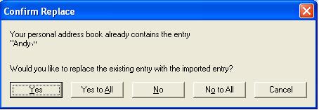 If you have a large number of internal Nortel contacts to import, then you may wish to check the Don t show me error messages anymore to avoid this pop-up appearing for all the entries you are