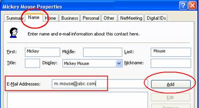 Correcting the Email Addresses within Outlook Express: After the import has completed, you will need to manually edit any Nortel contact