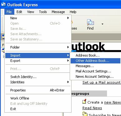 How to you import your Nortel Outlook Contacts to your home Outlook Express Contacts Before