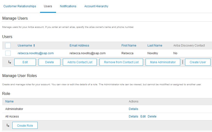 Role and User Creation 1. Click on the Users tab on the Administration Navigator. The Users page will load. 2.