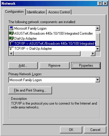 Configuring PC in Windows 95/98/Me 1.